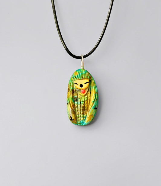 Kingman Turquoise Corn Maiden Pendant by Kateri Quandelacy Sanchez