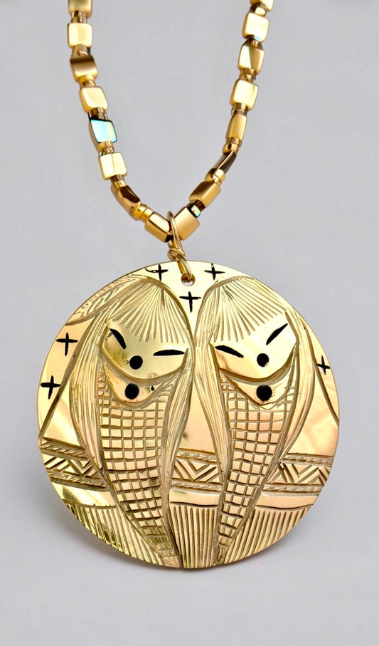 Black Lip Mother of Corn Maiden Sisters Necklace by Kateri Quandelacy Sanchez