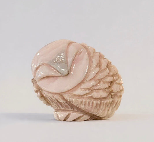 Pink Mangano Calcite Barn Owl by Kateri Quandelacy Sanchez