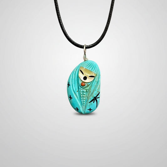 Elisa Turquoise Corn Maiden Pendant by Kateri Quandelacy Sanchez
