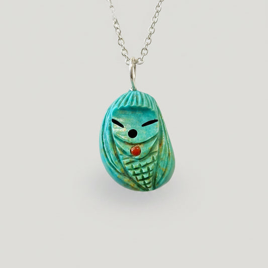 Mini Elisa Turquoise Corn Maiden Pendant by Kateri Quandelacy Sanchez