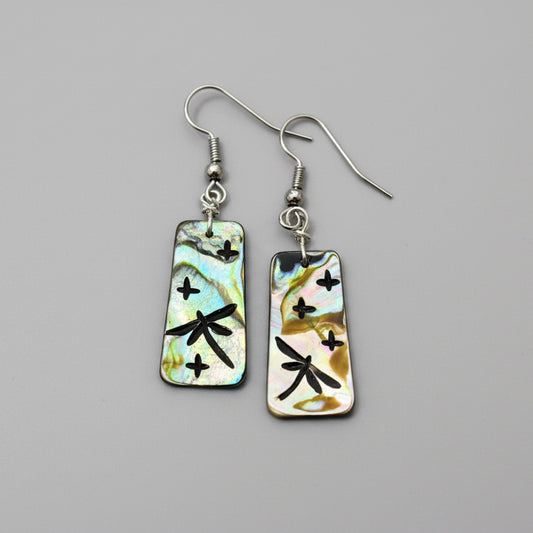 Abalone Dragonfly Earrings by Kateri Quandelacy Sanchez