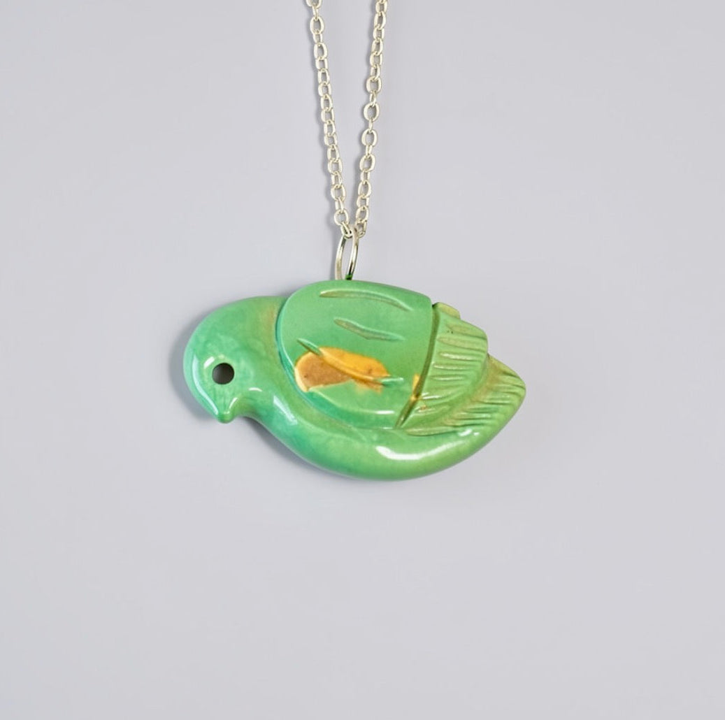 Elisa Turquoise Songbird Pendant by Kateri Quandelacy Sanchez