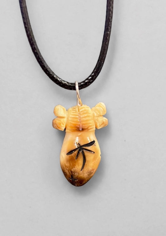 Fossilized Ivory (walrus tooth) Hopi Corn Maiden Pendant by Kateri Quandelacy Sanchez