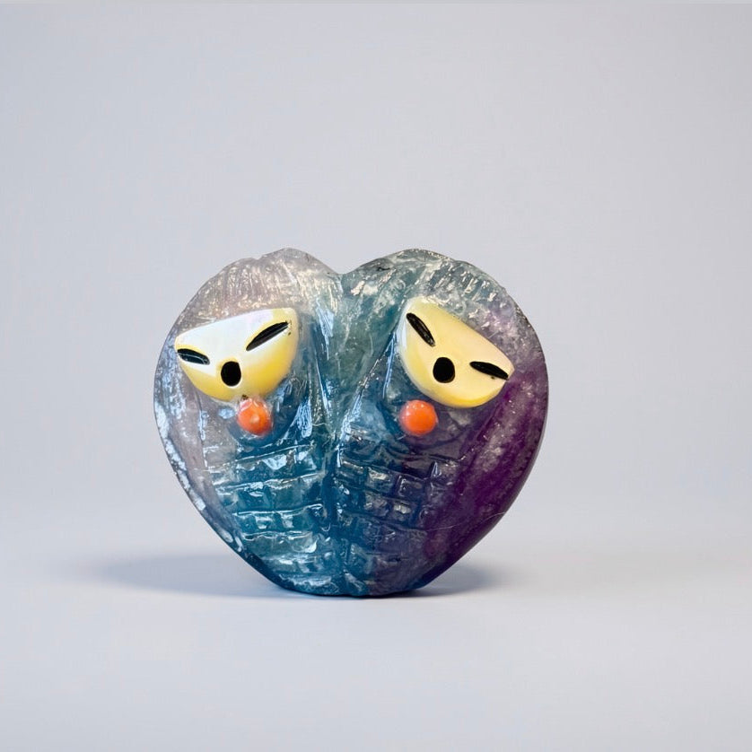 Rainbow Fluorite Heart Shaped Corn Maidens by Kateri Quandelacy Sanchez