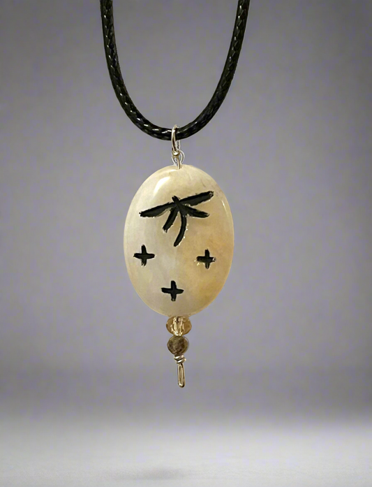 Moonstone Dragonfly Pendant by Kateri Quandelacy Sanchez