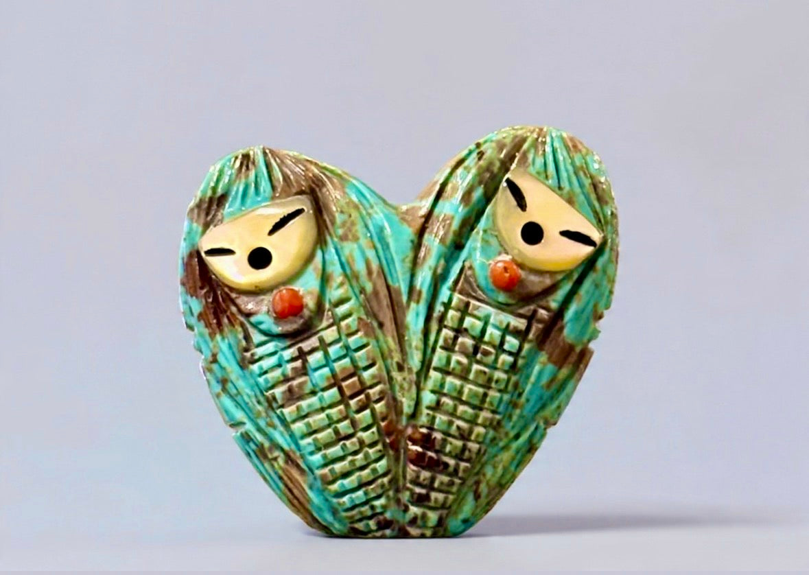 Kingman Turquoise Corn Maiden Pair by Kateri Quandelacy Sanchez