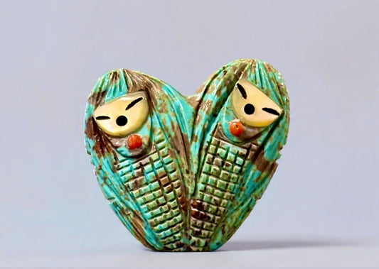 Kingman Turquoise Corn Maiden Pair by Kateri Quandelacy Sanchez
