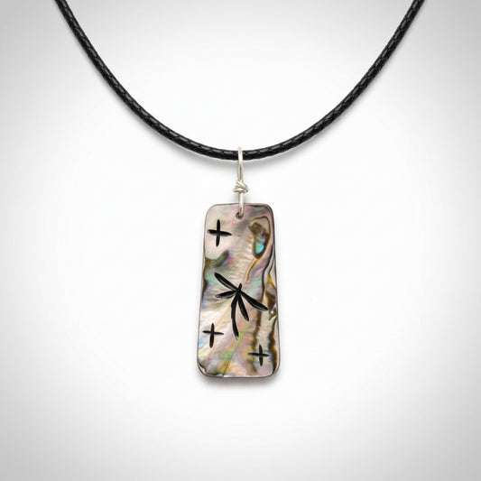 Abalone Dragonfly Pendant by Kateri Quandelacy Sanchez