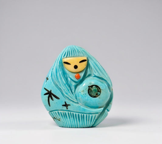 Double-sided Nacozari Turquoise Olla/corn Maiden by Kateri Quandelacy Sanchez