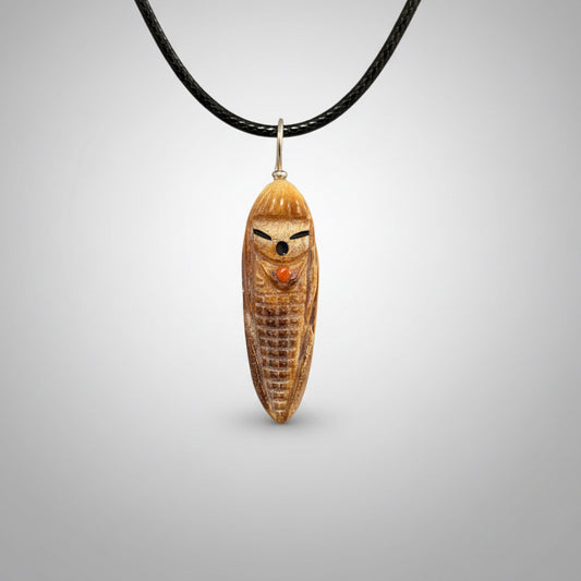 Fossilized Ivory Corn Maiden Pendant by Kateri Quandelacy Sanchez