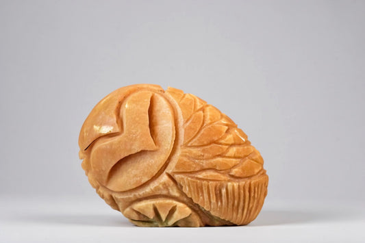 Peach Moonstone Sleeping Owl by Kateri Quandelacy Sanchez