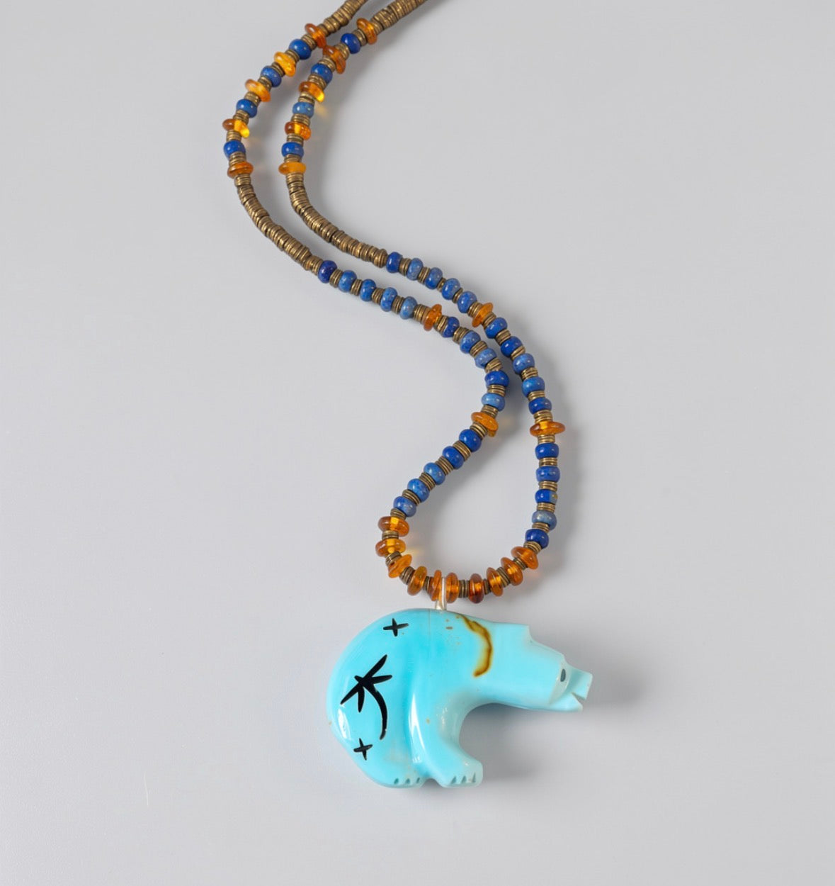 Nacozari Turquoise Bear Necklace by Kateri Quandelacy Sanchez