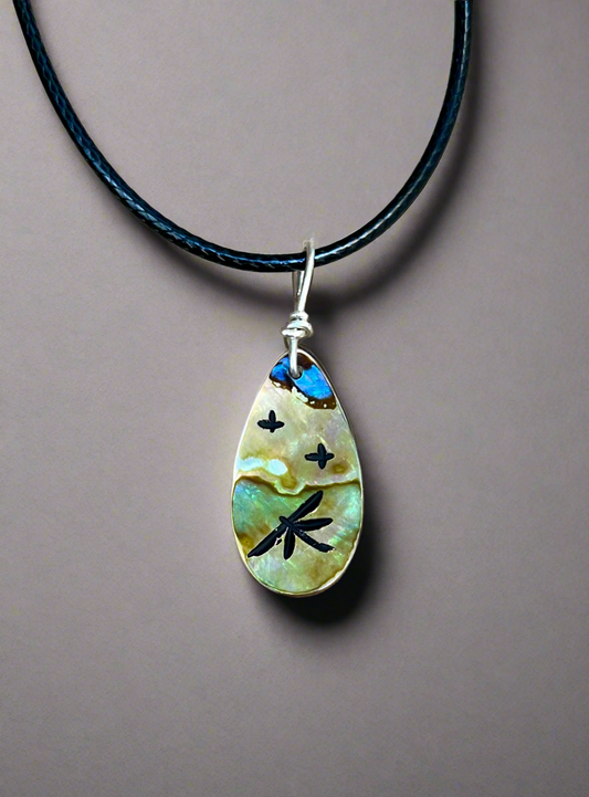 Abalone Dragonfly Pendant by Kateri Quandelacy Sanchez