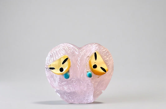 Pink Fluorite Heart Shaped Corn Maidens by Kateri Quandelacy Sanchez
