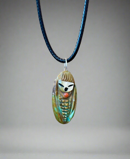 Reversible Corn Maiden and Corn Pendant by Kateri Quandelacy Sanchez