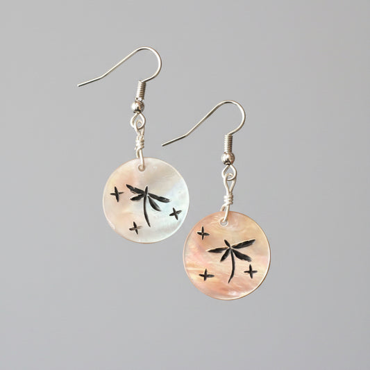 Pink Shell Dragonfly Earrings by Kateri Quandelacy Sanchez (Zuni)