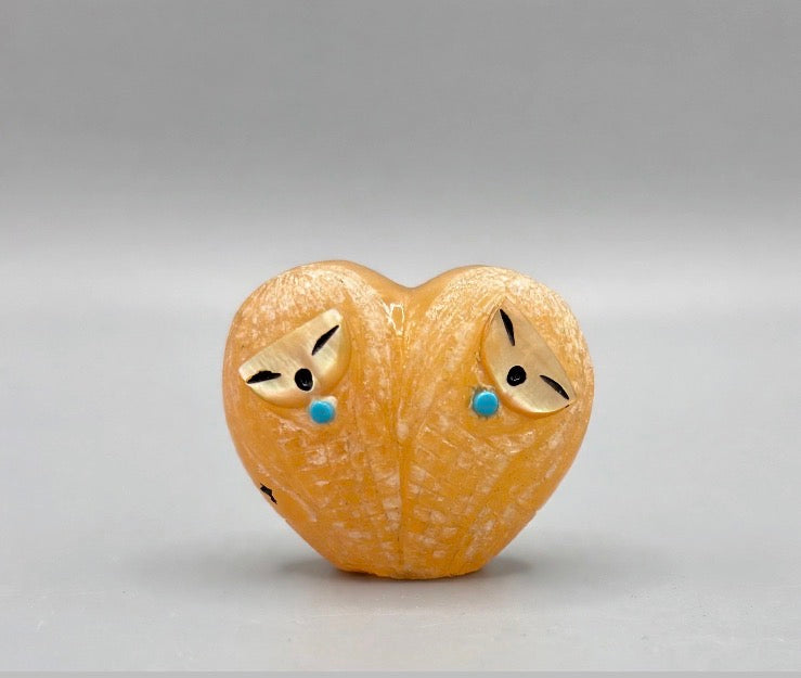 Orange Calcite Heart Shaped Corn Maidens by Kateri Quandelacy Sanchez