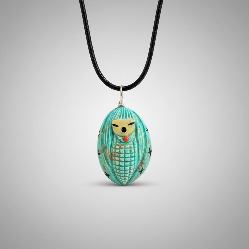 Elisa Turquoise Corn Maiden Pendant by Kateri Quandelacy Sanchez