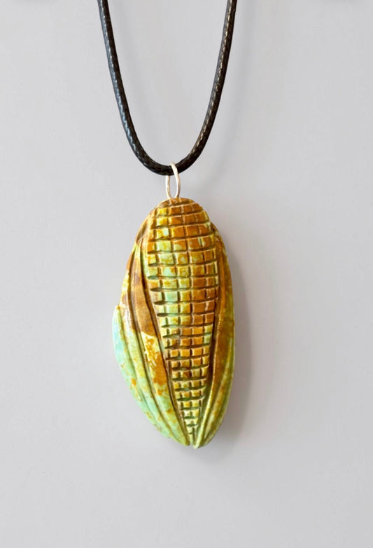 Campo Frio Turquoise Corn Maiden and Corn Pendant by Kateri Quandelacy Sanchez