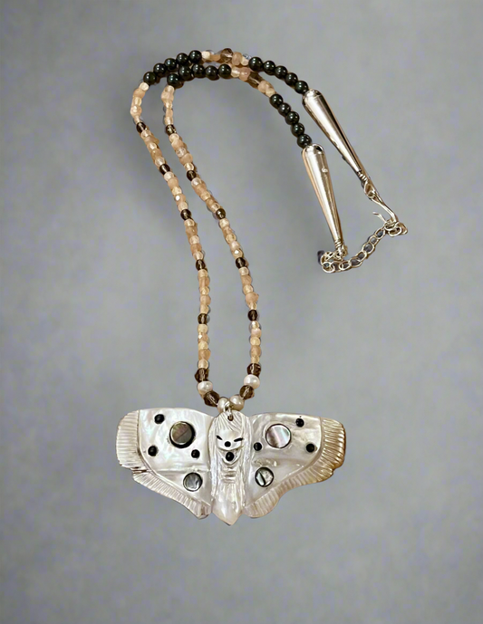 Mother of Pearl Butterfly Necklace by Kateri Quandelacy Sanchez