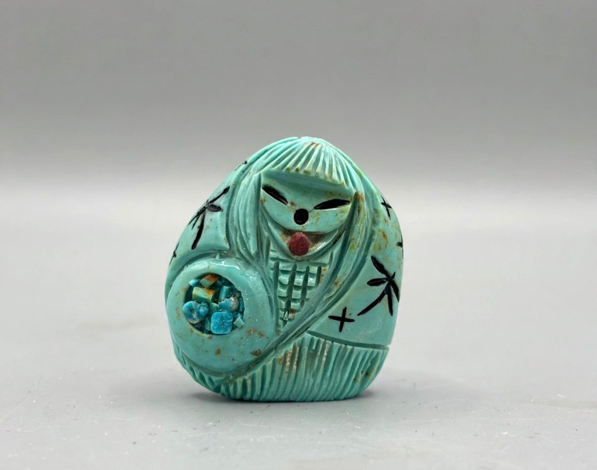 Elisa Turquoise Owl and Corn Maiden Carrying Olla by Kateri Quandelacy Sanchez