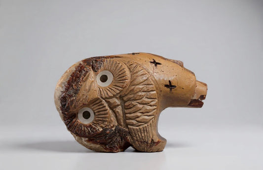 Septarian Nodule Bear and Owl by Kateri Quandelacy Sanchez