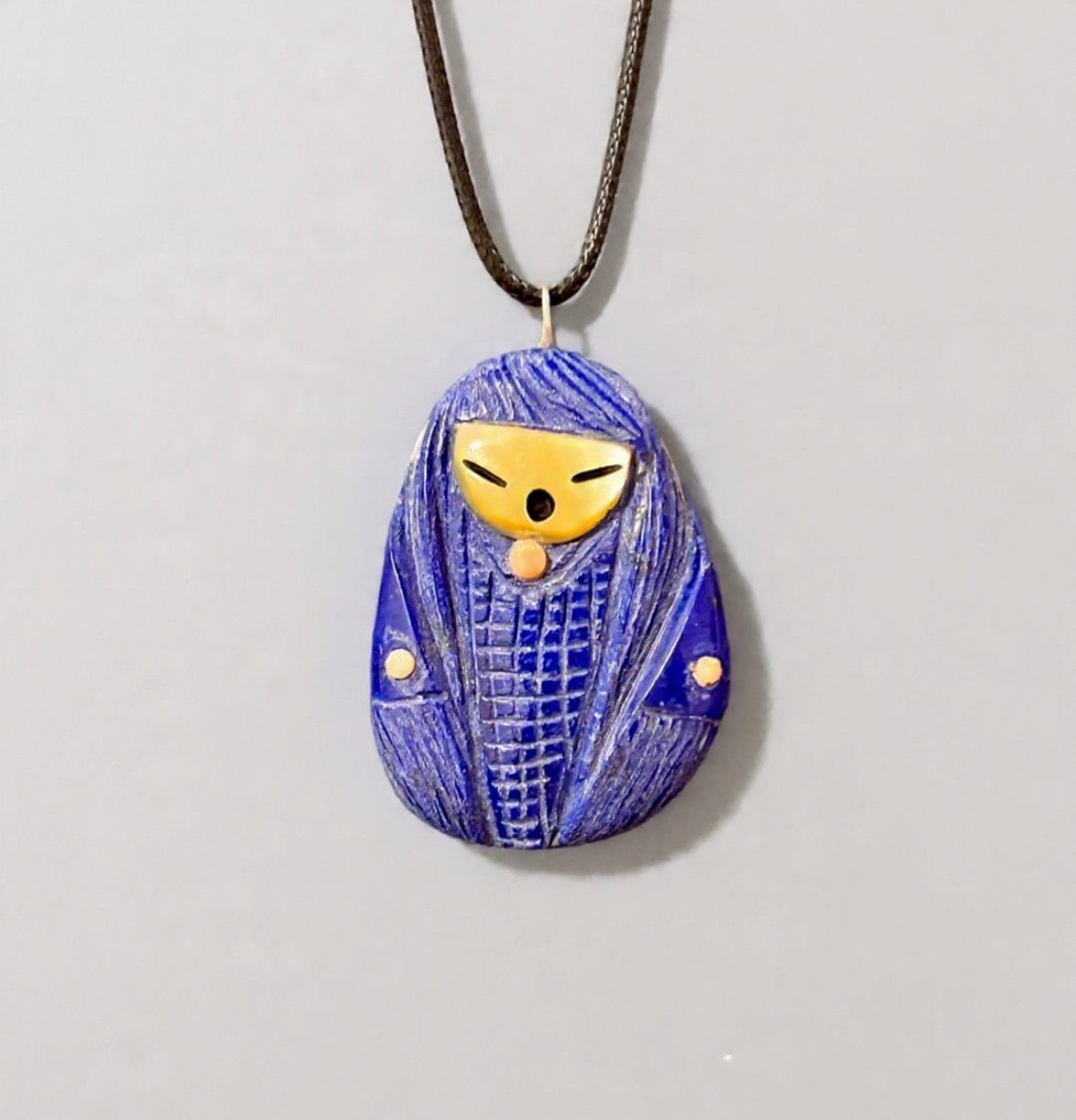 Brilliant Lapis Lazuli Corn Maiden Pendant by Kateri Quandelacy Sanchez