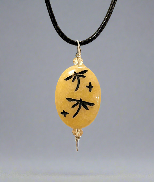 Sun Stone Dragonfly Pendant by Kateri Quandelacy Sanchez