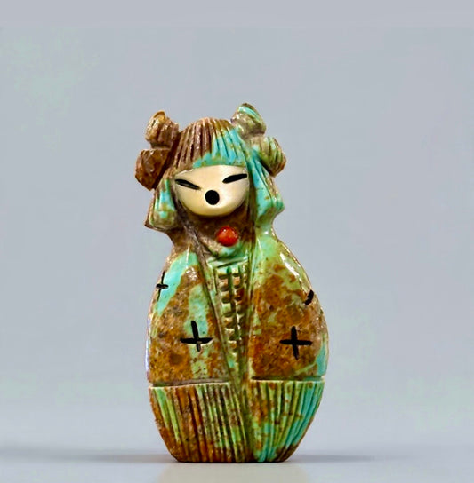 Kingman Turquoise Double-sided Hopi Corn Maidens by Kateri Quandelacy Sanchez