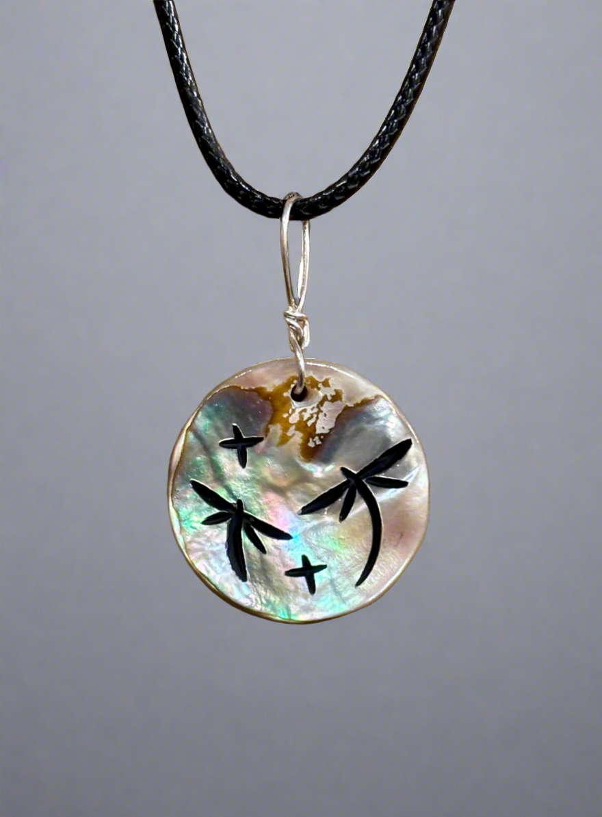 Abalone Dragonfly Pendant by Kateri Quandelacy Sanchez