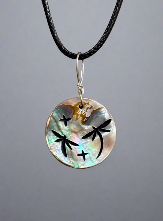 Abalone Dragonfly Pendant by Kateri Quandelacy Sanchez