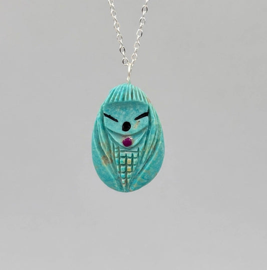 Campo Frio Turquoise Corn Maiden Pendant by Kateri Quandelacy Sanchez