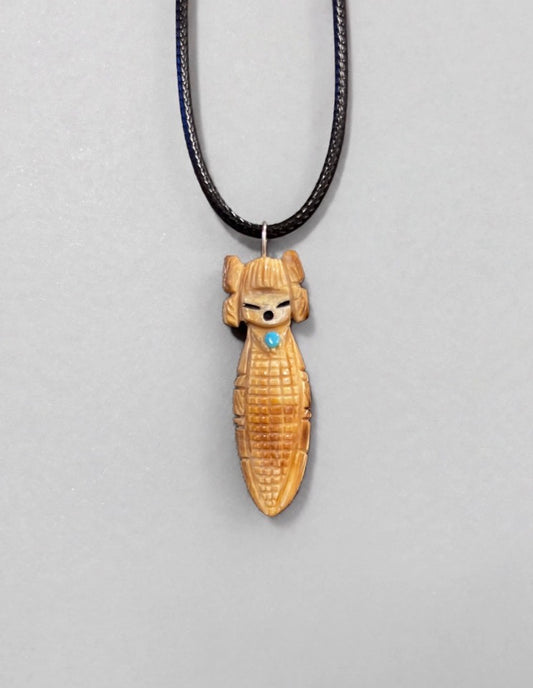 Fossilized Ivory Hopi Corn Maiden Pendant by Kateri Quandelacy Sanchez