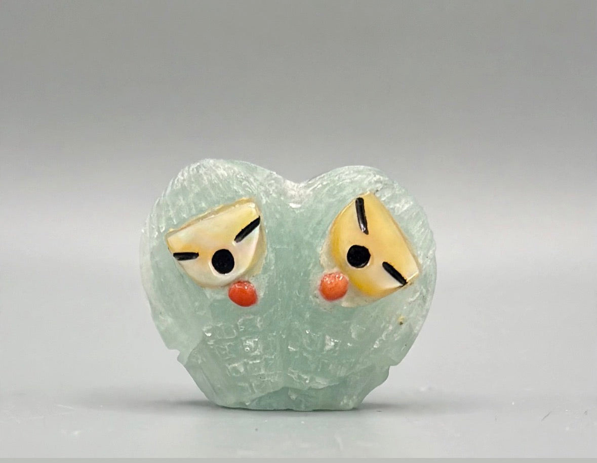 Green Fluorite Heart Shaped Corn Maidens by Kateri Quandelacy Sanchez