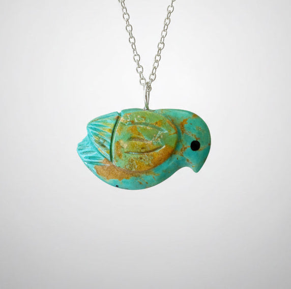 Elisa Turquoise Songbird Pendant by Kateri Quandelacy Sanchez